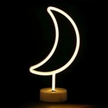 Marsilyan™- Neon Işıklı Ay Masa Gece Lambası Pil+Usb