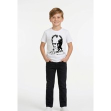 Nacar Store Erkek Çocuk Atatürk Baskılı T-Shirt ve Siyah Keten Pantolon Takım 23NISAN 29EKIM Özel Günler
