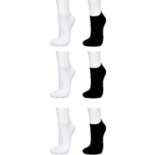 Nacar Store Kadın Siyah Beyaz Bambu Dikişsiz Kısa Çorap 6'lı