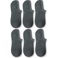 Nacar Store Erkek Gri Bambu Görünmez Spor Ayakkabı Çorabı 6'lı