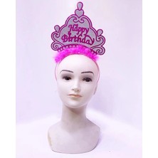 Marsilyan™- Happy Birthday Neon Pembe Renk Doğum Günü Tacı 24X15 cm