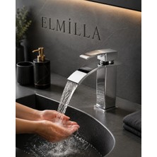 ELMİLLA Lüx Premium Krom Şelale Lavabo Bataryası Çift Su Girişli Modern Tasarım Batarya