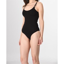 Black Swallow Kadın 1 Beden Küçülten Ayar Askılı Çıtçıtlı Body Siyah Renk Dikişsiz Korse