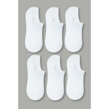 Nacar Store Erkek Beyaz Bambu Görünmez Spor Ayakkabı Çorabı 6'lı