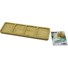 Marsilyan Dikdörtgen  4 Bölmeli  Ahşap Bambu Servis Sunum Tepsi - Tahtası  Mini Tepsi   33 x 10 x 1.4cm (K95)