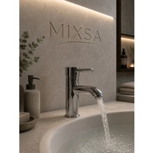 Mixsa Premium Lüx Pirinç Ağır Gövde Krom Sabit Lavabo Bataryası Çubuk Kollu Çift Su Girişli