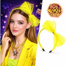 Marsilyan™- 80’ler 90’lar Neon Sarı Dantel Taç Fiyonklu