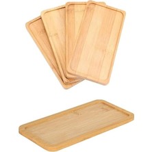 Doğal Bambu Sunum Tabağı - 23X12 cm Dikdörtgen Düz Servis Tepsisi - Sushi, Tatlı ve Kahve Sunu