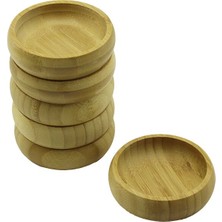 6 Adet - Yuvarlak Ahşap Bambu Çerezlik - Lokumluk Kase Derinlik: 1.7cm - Çap: 8.8cm