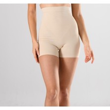 Nacar Store Kadın 1 Beden Küçülten Yüksek Bel Boxer Slikonlu Ten Rengi Dikişsiz Korse