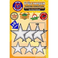 ile Yapışan Arma Yama, Beyaz Yıldız (6 Adet) Ütüyle Yapışan Nakış Dokuma Aplike Patch