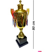 Empressco 80 cm Kahverengi Zemin Kapaklı Gold Kaplama Metal Spor Kupası