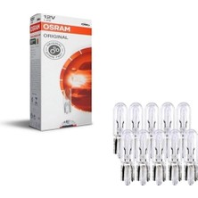 12V T5 1.2W Dipsiz Gösterge Ampulü 10 Adet Orjinal 2721 10X