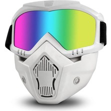 Taktik Maske, Çıkarılabilir Yüz Maskeli Retro Motosiklet Gözlüğü, UV400 Korumalı Güvenlik