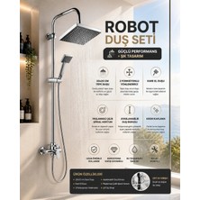 Mixsa Premium Lüx Krom Robot Duş Seti Fonksiyonlu Paslanmaz Çelik Kaliteli Malzeme Yağmurlama Kare Tepe Duş Seti