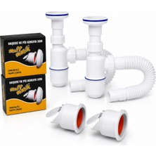 Mixsa Körüklü Sifon ve Koku Önleyici Banyo Mutfak Çekvalfli Gider Tıkacı 4’lü Set