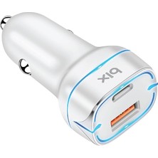 BX-CCP36WT 38W Type-C Pd 20W ve Usb-A Qc 3.0 18W Çift Portlu LED Işıklı Araç Şarj Cihazı Beya