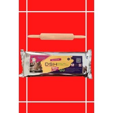 Hamuru Başlangıç Seti 1 - Ahşap Merdaneli (1000 gr - 1kg Beyaz Renk Doğal Kil) Beyaz