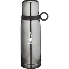 Bialetti Termos 460 ml Paslanmaz Çelik Koyu Gri Renk Çift Katmanlı Sıcak 12 Saat Soğuk 24 Saat