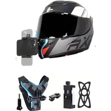 Motosiklet Kask Telefon Tutucu, Aksiyon Kamerası Takılabilen Aparat Seti