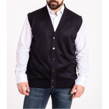Nacar Store Erkek Lacivert Ince Yün Triko Örgü Yelek