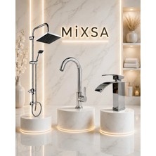 Mixsa Lüx 3'lü Set Robot Duş Seti Premium Valor Mutfak Bataryası Şelale Akışlı Lavabo Bataryası 3'lü Set