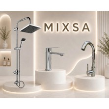 Mixsa Lüx Premium Duş Seti Krom 360° Döner Borulu Mutfak Bataryası Krom Lavabo Bataryası 3'lü Set Özel Seri