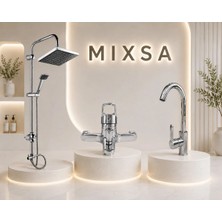 Mixsa Krom Robot Duş Seti Lüx Banyo Bataryası Premium 360° Döner Borulu Mutfak Bataryası 3'lü Set