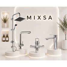 Mixsa Lüx Premium 4'lü Banyo Seti Duş Seti 3 Yollu Arıtma Bataryası Banyo Bataryası Lavabo Bataryası Şık Tasarım 4'lü Set