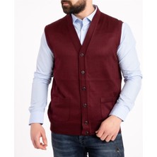 Nacar Store Erkek Bordo Ince Yün Triko Örgü Yelek