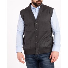 Nacar Store Erkek Füme Ince Yün Triko Örgü Yelek
