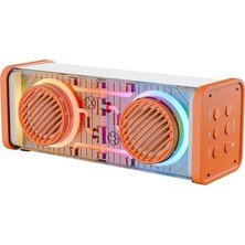Renas Store Turuncu-Beyaz Kablosuz Hoparlör - Speaker Taşinabi̇li̇r Mp3 Işikli USB Şarjli Bt - Aux - Tes 10 mt Me
