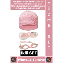 Premini Yüzme Seti, Ayarlanabilir Su Geçirmez Gözlük ve Büyük Beden Silikon Bone