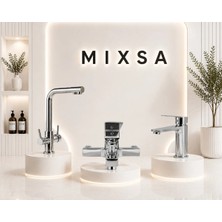 Mixsa Krom Lüx 3 Yollu Arıtmalı Batarya Lüx Kare Banyo Bataryası Premium Lavabo Bataryası 3'lü Set