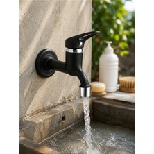 ELMİLLA Lüx Siyah Mix Aç-Kapa Bahçe Lavabo Musluğu Wc Tuvalet Uyumlu Musluk
