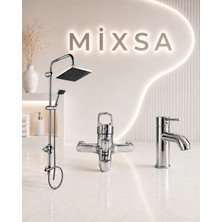 Mixsa Lüx Premium Krom Robot Duş Seti Banyo-Lavabo Bataryası 3'lü Set Avantajlı Modern Tasarımlı Premium Set