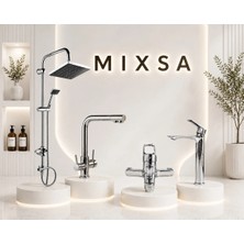 Mixsa Premium Krom Robot Duş Seti 3 Yollu Arıtmalı Batarya Lüx Banyo Bataryası Çanak Lavabo Bataryası 4'lü Set