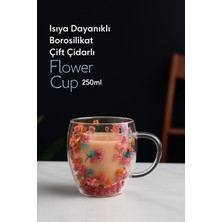 Empressco Çiçek Desenli Isıya Dayanıklı Borosilikat Çift Çidarlı Bardak