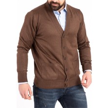 Nacar Store Erkek Kahverengi Yün Triko Örme Hırka