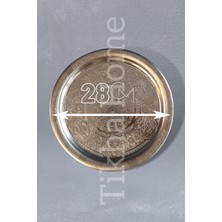 Empressco Motifli Paslanmaz Çelik Sunum Tabağı 28 Cm, Şık ve Kullanışlı Tasarım
