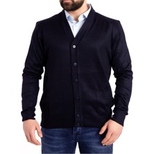 Nacar Store Erkek Lacivert Yün Triko Örme Hırka