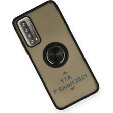 Renas Store Mey Ithalat®  Huawei P Smart 2021 Kılıf Montreal Yüzüklü Silikon Kapak - Siyah