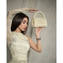 Ravinity Krem Incili Mıknatıs Kapaklı Luxury Stil Çanta