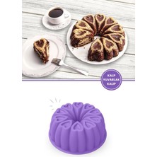 Empressco Lila Kalp Desenli Yuvarlak Silikon Kek Kalıbı 23 Cm, Kolay Kullanımlı