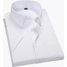 Nacar Store Erkek Beyaz Kısa Kol Klasik Kesim Gömlek
