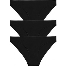 Nacar Store Kadın 3'lü Paket Pamuklu Likralı Slip Külot