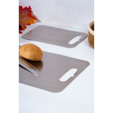 Empressco Çiftli Paslanmaz Çelik Doğrama Tahtası Seti 15X25 ve 24X34 Cm, Antiyel