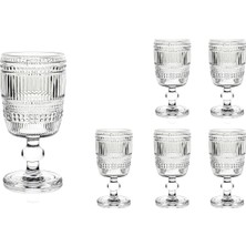 Empressco Şeffaf Kristal Kesim 6’lı Ayaklı Cam Bardak 210ML Seti