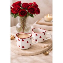 Empressco El Yapımı Seramik Kalp Tasarımlı Mug Fincan Seti, Şık ve Sıcacık Tasarım