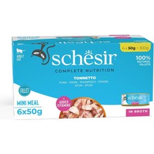 Schesir Sos Içinde Ton Balıklı Yetişkin Kedi Konservesi 6X50 gr Kedi Yaş Maması In Broth